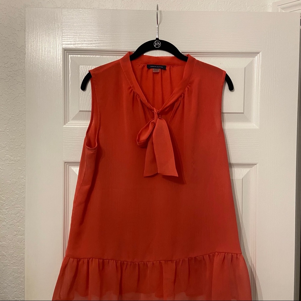 Tommy Hilfiger Ruffle Neck Tie Top Sz. L